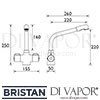 Bristan Manhattan Easyfit Sink Mixer Kitchen Tap Dimensions